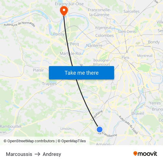 Marcoussis to Andresy map