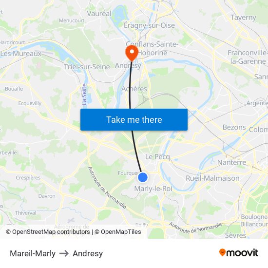 Mareil-Marly to Andresy map