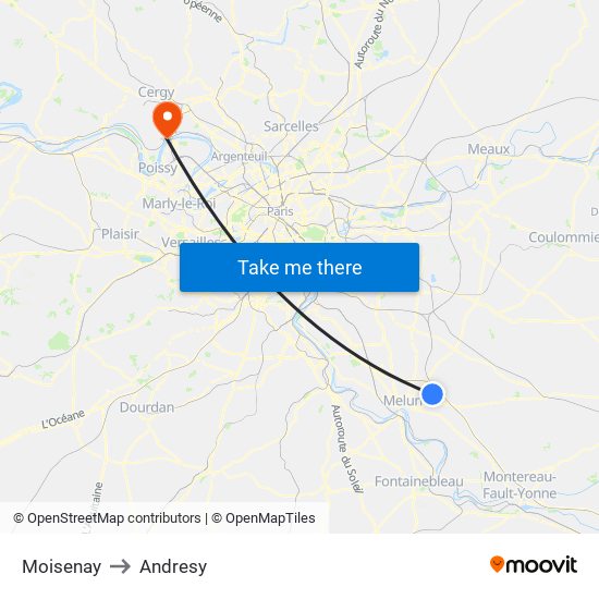 Moisenay to Andresy map