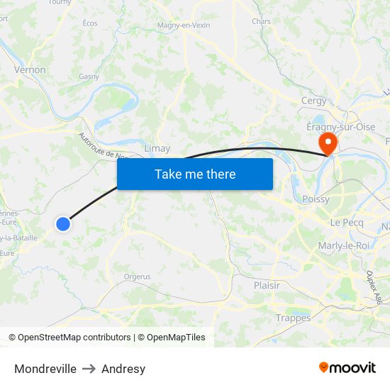 Mondreville to Andresy map
