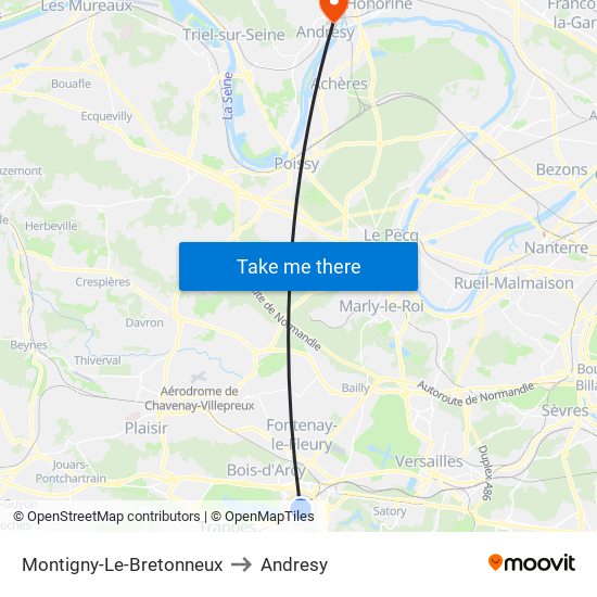 Montigny-Le-Bretonneux to Andresy map