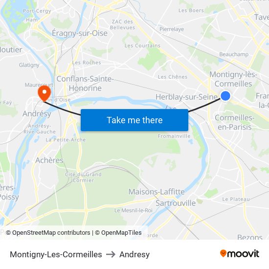 Montigny-Les-Cormeilles to Andresy map
