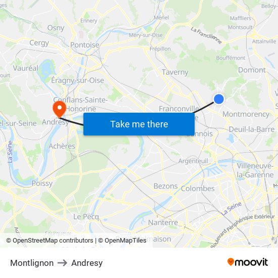 Montlignon to Andresy map