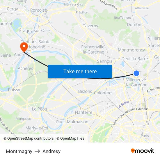 Montmagny to Andresy map