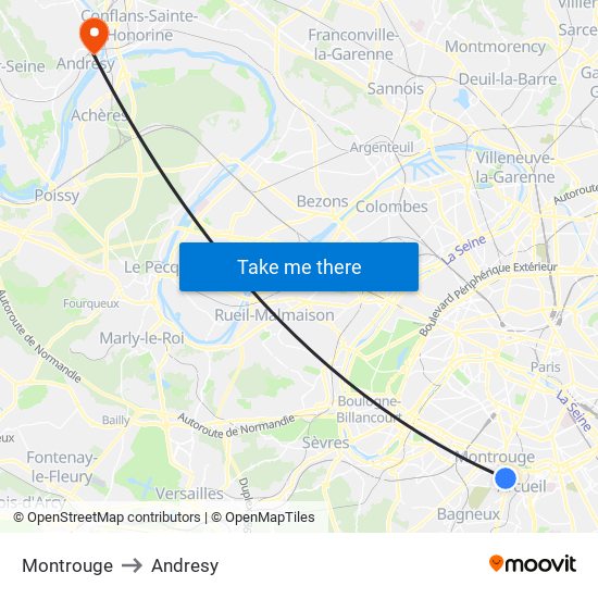 Montrouge to Andresy map