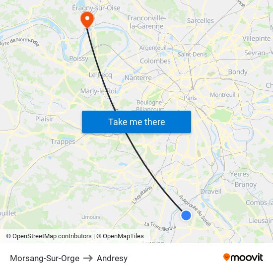 Morsang-Sur-Orge to Andresy map