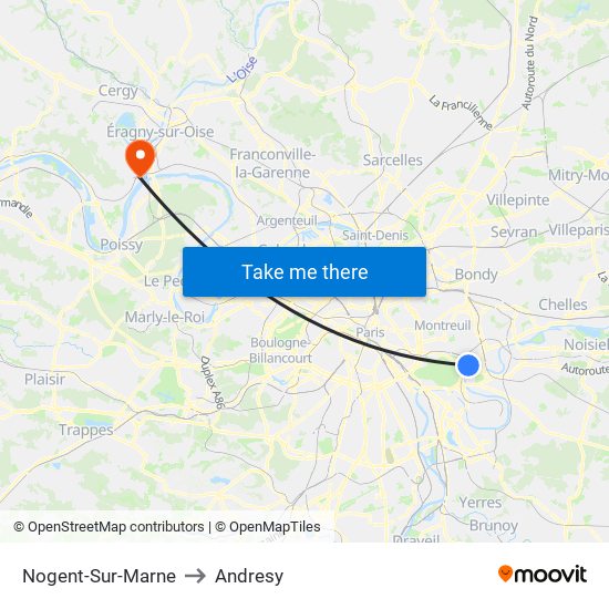 Nogent-Sur-Marne to Andresy map