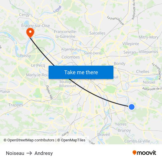 Noiseau to Andresy map