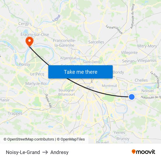 Noisy-Le-Grand to Andresy map