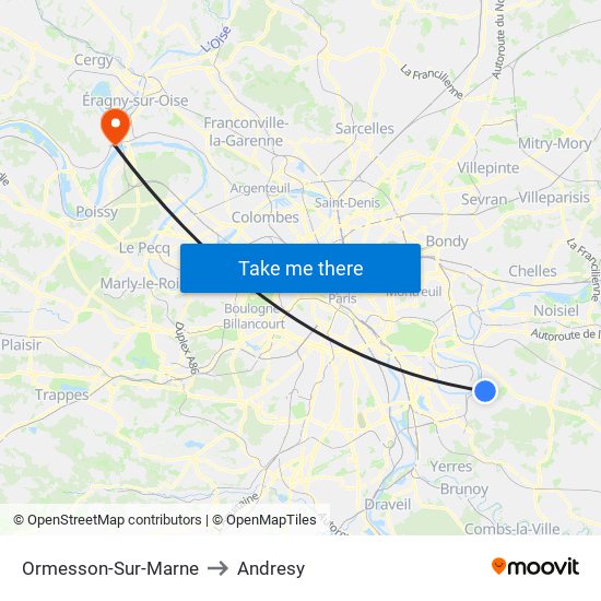 Ormesson-Sur-Marne to Andresy map
