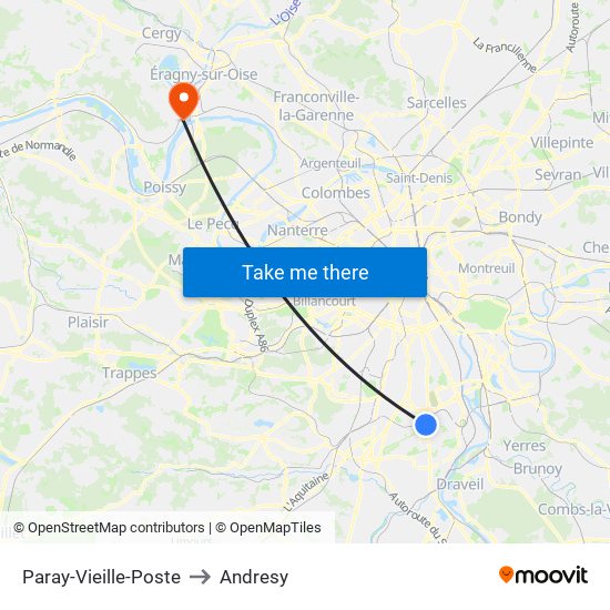 Paray-Vieille-Poste to Andresy map