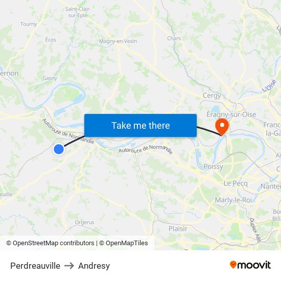 Perdreauville to Andresy map