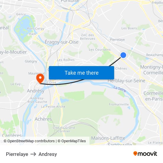 Pierrelaye to Andresy map