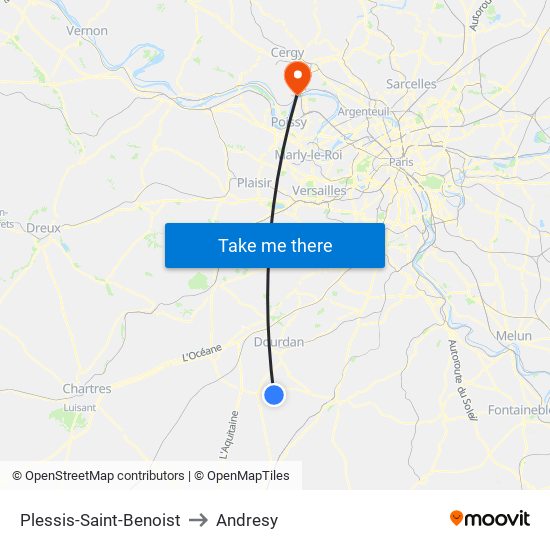 Plessis-Saint-Benoist to Andresy map