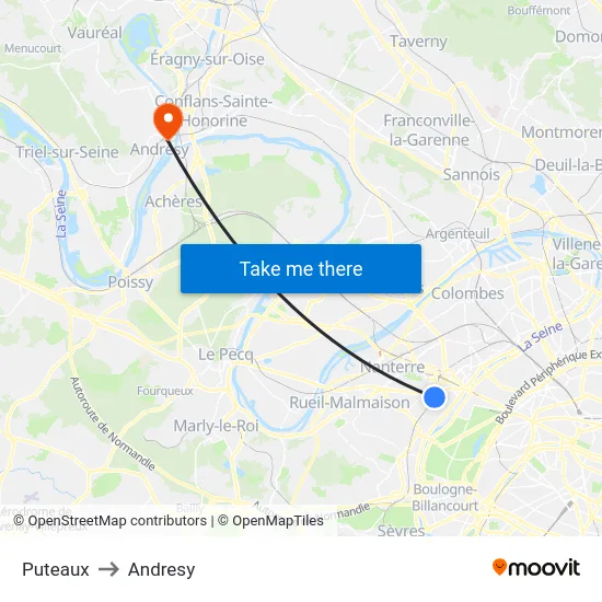 Puteaux to Andresy map