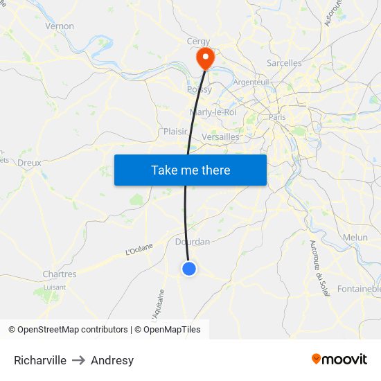 Richarville to Andresy map