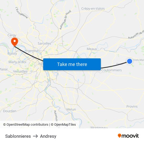 Sablonnieres to Andresy map