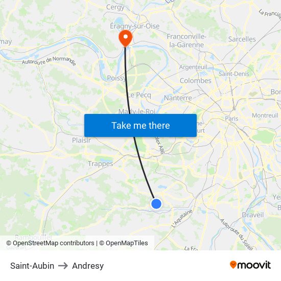 Saint-Aubin to Andresy map