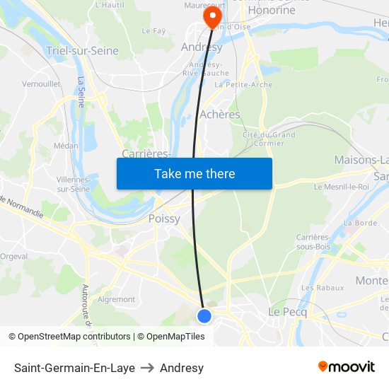 Saint-Germain-En-Laye to Andresy map