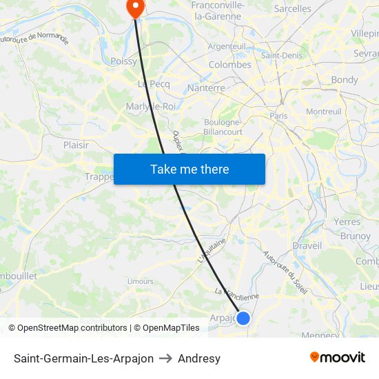 Saint-Germain-Les-Arpajon to Andresy map
