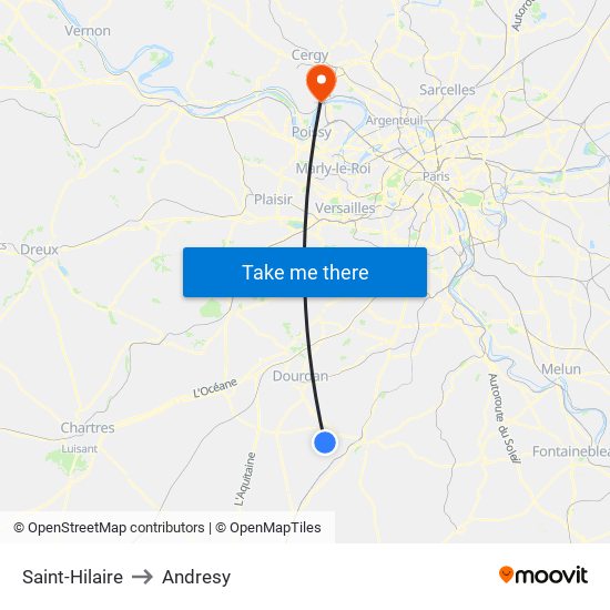 Saint-Hilaire to Andresy map