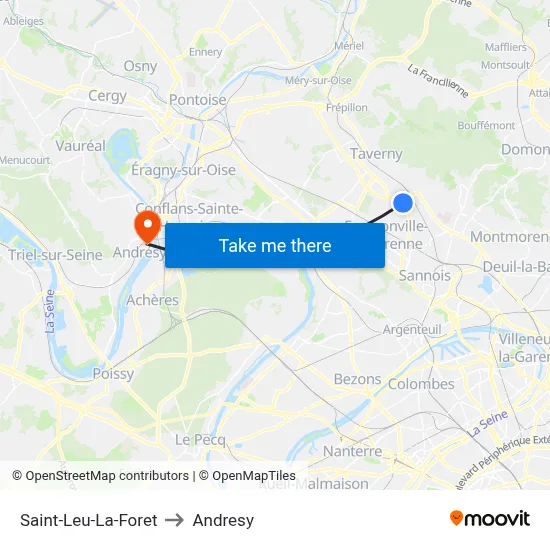 Saint-Leu-La-Foret to Andresy map