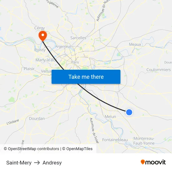 Saint-Mery to Andresy map
