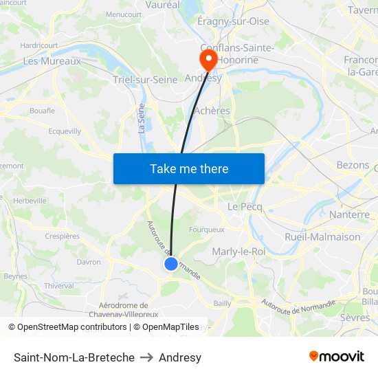 Saint-Nom-La-Breteche to Andresy map