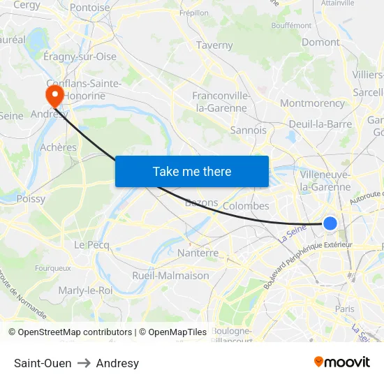 Saint-Ouen to Andresy map