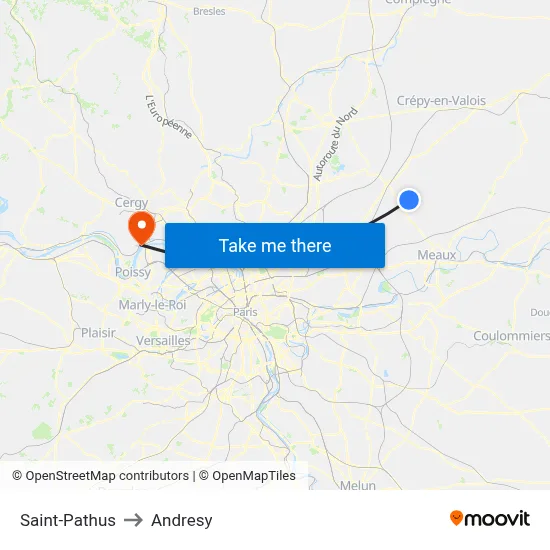 Saint-Pathus to Andresy map