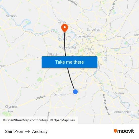 Saint-Yon to Andresy map