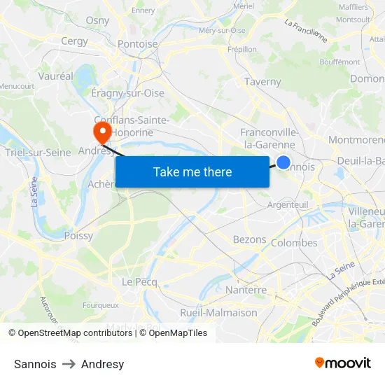 Sannois to Andresy map