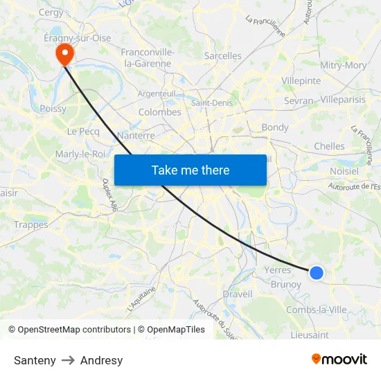 Santeny to Andresy map