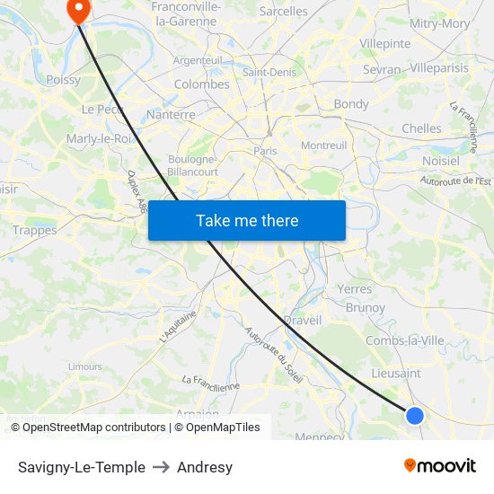 Savigny-Le-Temple to Andresy map
