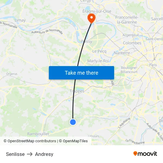 Senlisse to Andresy map