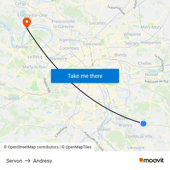 Servon to Andresy map