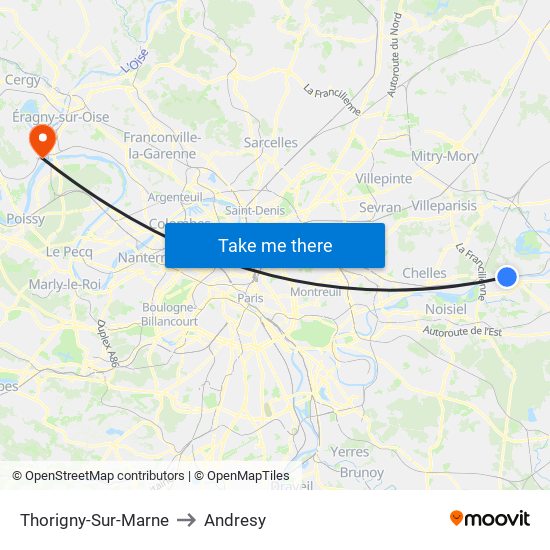 Thorigny-Sur-Marne to Andresy map