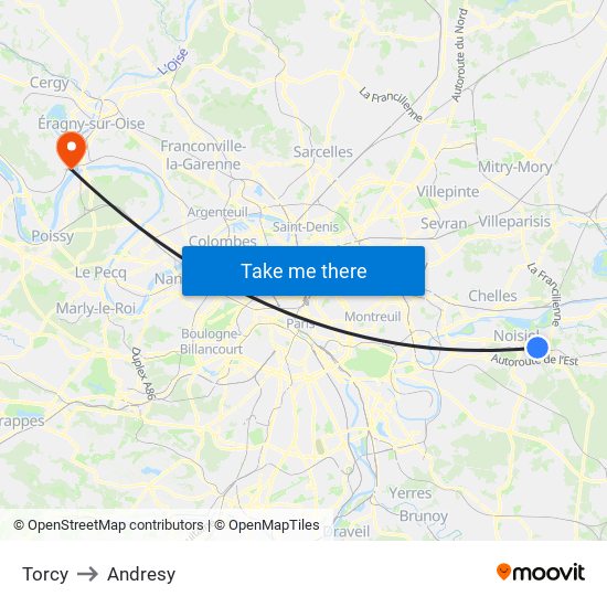 Torcy to Andresy map