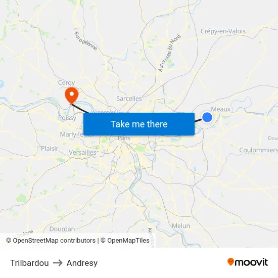 Trilbardou to Andresy map