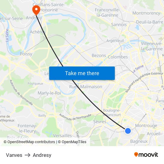 Vanves to Andresy map