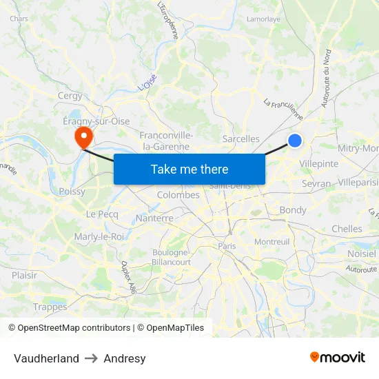 Vaudherland to Andresy map