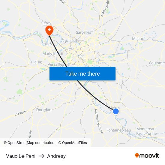 Vaux-Le-Penil to Andresy map