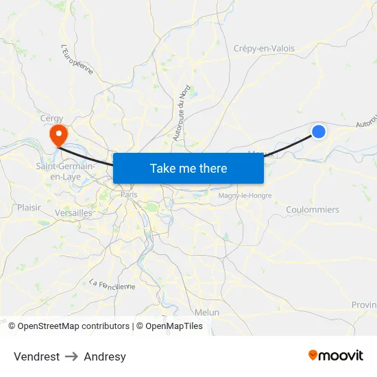 Vendrest to Andresy map