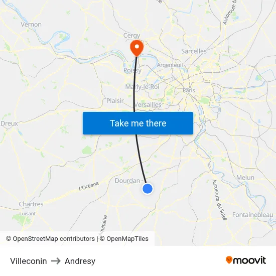 Villeconin to Andresy map