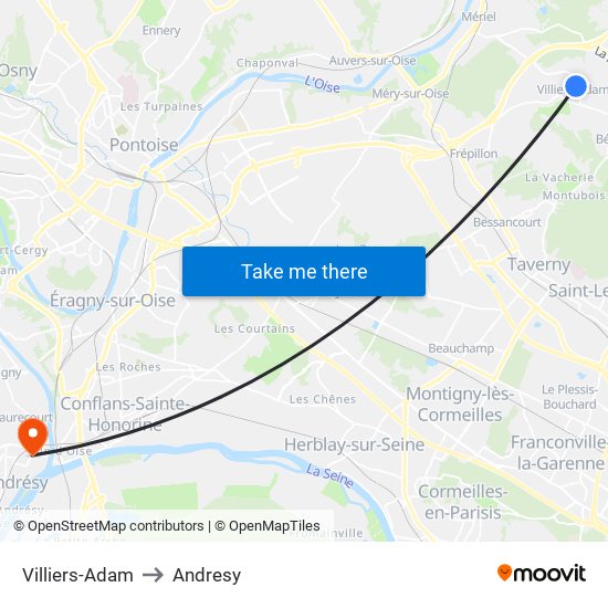 Villiers-Adam to Andresy map