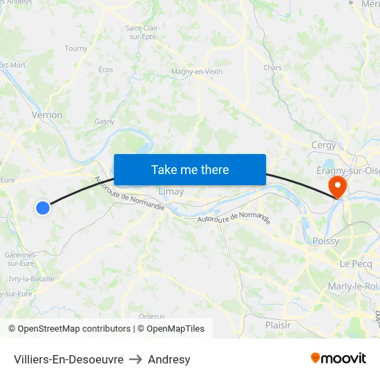 Villiers-En-Desoeuvre to Andresy map