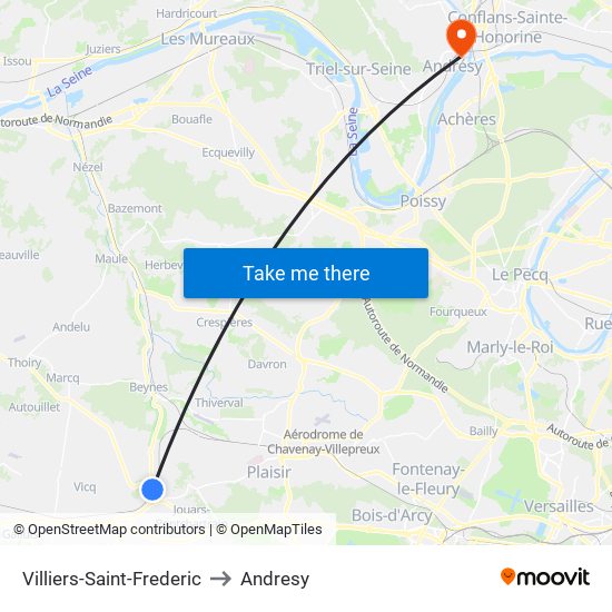 Villiers-Saint-Frederic to Andresy map