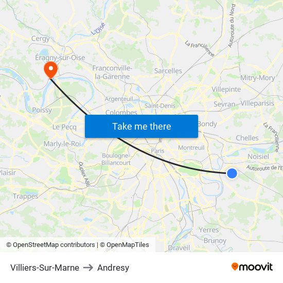 Villiers-Sur-Marne to Andresy map