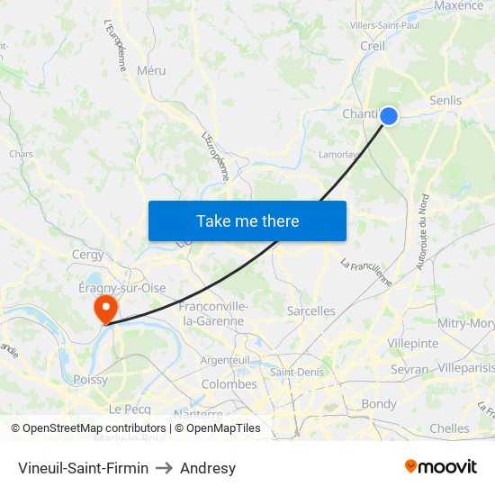 Vineuil-Saint-Firmin to Andresy map