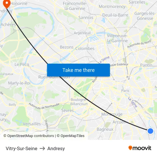 Vitry-Sur-Seine to Andresy map